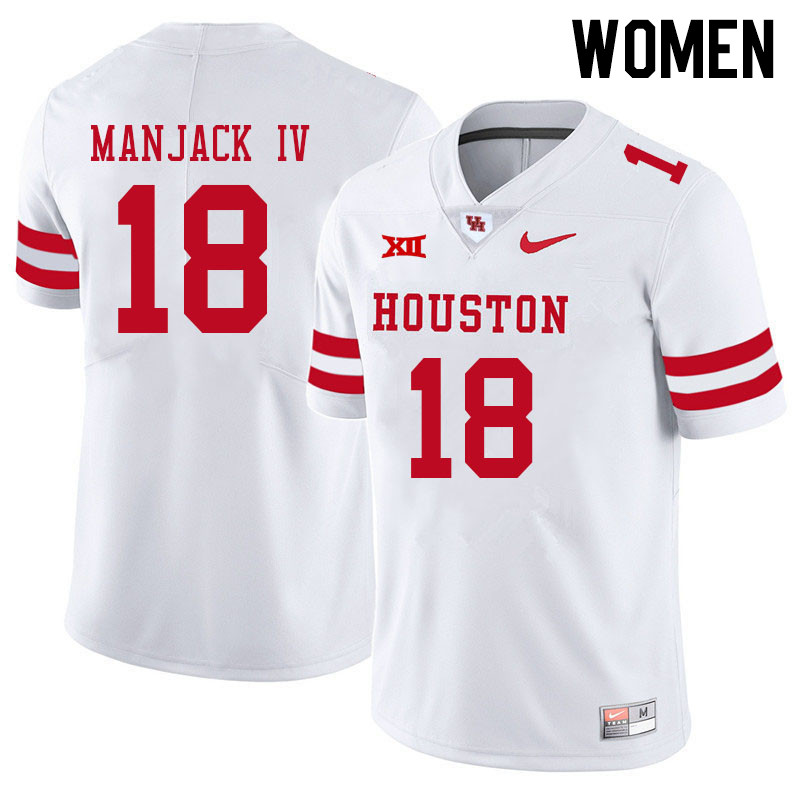 Women #18 Joseph Manjack IV Houston Cougars College Big 12 Conference Football Jerseys Sale-White - Click Image to Close